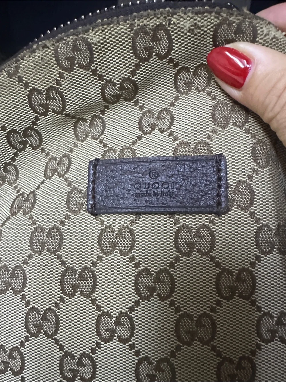 Gucci Brown GG Canvas Backpack with Red & Green Web Stripe